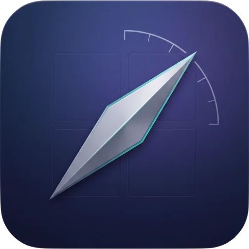 Azimuth app icon — a compass needle over a window grid